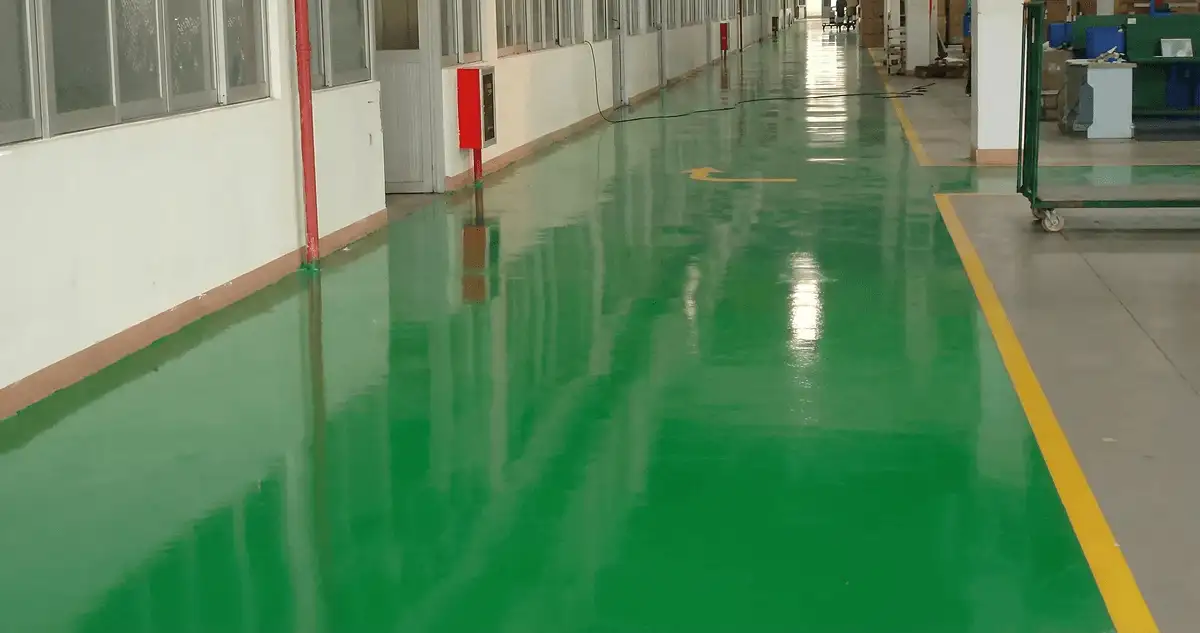 A factory floor professionally covered and marked with epoxy flooring in Dover, DE