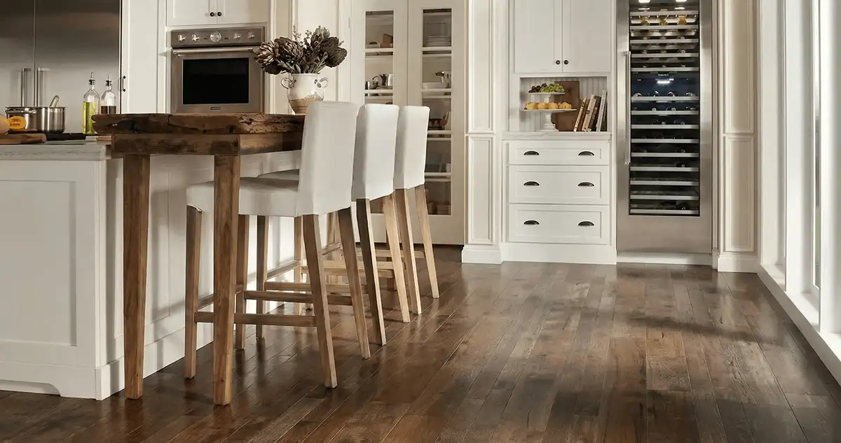 Professionally installed and refinished hardwood flooring in a residential home, showcasing smooth finish and natural wood tones in Dover, DE